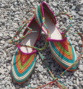 Colordul Boho mules, รองเท้าแตะโมร็อกโก, รองเท้าแตะปาล์มธรรมชาติ - Product Image 1
