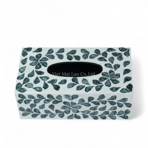 Caja de Pañuelos Hecha a Mano con Madreperla, Incrustaciones de Concha Natural, Decoración Ecológica para el Hogar - Product Image 1