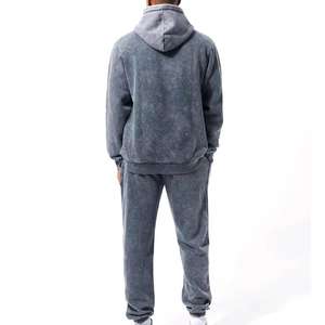 เสื้อวอร์มแบบสวมหัวผ้าซักกรดของผู้ชายเสื้อขนแกะผ้าฝ้าย100% ปรับแต่งโลโก้ได้ - Product Image 2