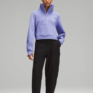 Sweatshirts pour femmes à demi-fermeture éclair de taille adulte de haute qualité à la mode/prix de gros sweat-shirt à demi-fermeture éclair en coton avec logo personnalisé pour femmes - Product Image 6