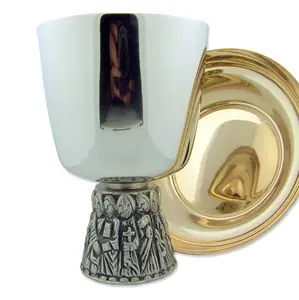 Новомодный Серебряный циборий с внутренней чашей, металлическая латунь, серебряное покрытие для церковного использования, благословенные таинства по самой низкой цене