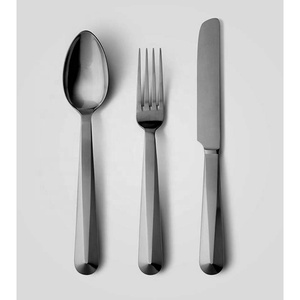 Vajilla de acero inoxidable de diseño chino, cuchillo, tenedor, cuchara, palillos, mango de viaje, acampada, color negro mate increíble - Product Image 5