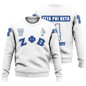 Sweat-shirt à col rond bleu Zeta Phi Beta Sorority Greek 1920 pour femme, pull brodé - Product Image 3