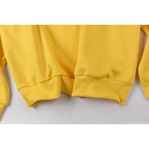 เสื้อมีฮู้ดสไตล์สตรีทแวร์ผ้าคอตตอนสี100% โลโก้อัศวินแนวเย็บปะติดปะต่อกันสีเหลืองเสื้อลำลองมีฮู้ดพิมพ์ลาย - Product Image 3