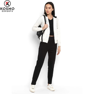 เสื้อฮู้ดมีซิปแบบกำหนดเองสำหรับผู้หญิงแจ็คเก็ตมีฮู้ดเสื้อครอปสีตัดกันเสื้อฝรั่งเศสเทอร์รี่ถักมีน้ำหนักเบา - Product Image 2