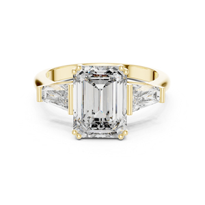 Anillo de Oro Rosa de 14K con Diamantes de Corte Princesa para Mujer, Ideal para Fiestas |   Nuevo Diamante Cultivado Corte Esmeralda 3.66 Ct Vintage Certificado por IGI - Product Image 3