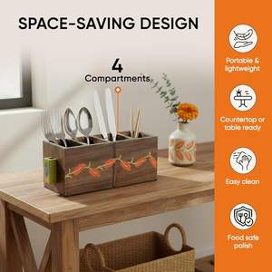 Portacucharas de Madera Hecho a Mano y Sostenible con Logotipo Personalizado, Diseño Clásico, Estante de Almacenamiento Multiusos para Cocina - Product Image 2