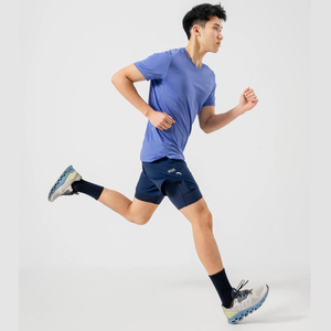 Short de course en toile décontracté OEM pour hommes, taille moyenne, conception côtelée extensible, fermeture élastique, tissage tricoté à motif bermuda solide - Product Image 6