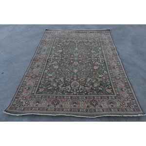 Alfombra Turca Vintage de 5.3x7.2 pies, Alfombra de Lana Verde Camuflaje - Product Image 1