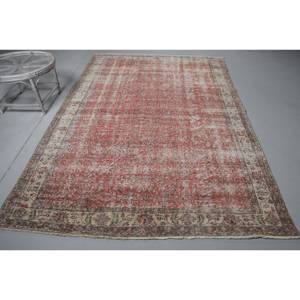 Grand tapis turc vintage de 6,2 x 9,6 pieds, tapis en laine marocaine rouge - Product Image 1