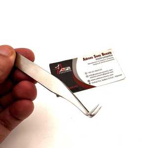 Pince à épiler fine à 90 degrés, manche uni, finition brossée mate, manche confortable et durable, pince à épiler pour cils, service OEM - Product Image 4