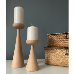 New Arrival <b>Vintage</b> Wooden Pillar Candle Holders Stand Set Handcrafted Mango Wood Best Price for 2 Pcs Including <b>Glass</b> <b>Bottle</b> - Product Image 5