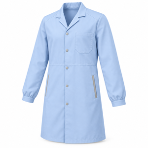 Doctor Coat Ice Blue <b>Wing</b> <b>Collar</b> Medical Lab Uniform Custom Wholesale Unisex Healthcare Workwear with Two Vertical Welt Pockets - Product Image 4