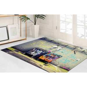 Alfombra con Diseño de Graffiti de Banksy: 'La Vida es Corta' - Alfombra Interior Antideslizante, con Pelo Suave - Product Image 4