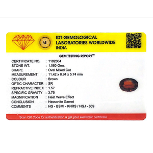 Hessonita (Gomed) Natural Marrón, Corte Ovalado, 5.4 Quilates, Gema Suelta - Product Image 4