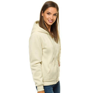 Venta al por mayor de sudaderas con capucha de lana de algodón de moda personalizada con cremallera para las mujeres de estilo Streetwear con logotipo frontal para el invierno - Product Image 5