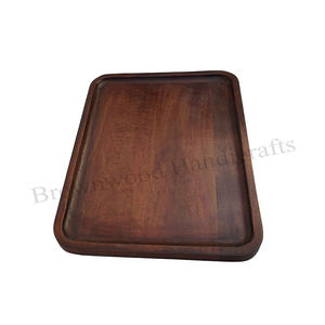 Plateau de service rectangulaire en bois fait main de la meilleure qualité Plateau décoratif multi-usage pour hôtel et restaurant - Product Image 1