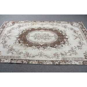 Vintage Turkish Large Rug 5.1x8.9 ft, <b>Brown</b> Camouflage Rug <b>Wool</b> - Product Image 4