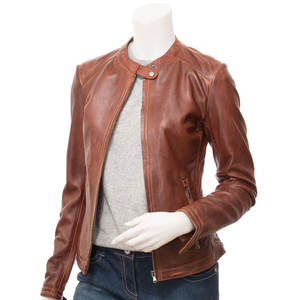 Chaqueta de cuero transpirable para mujer de diseño único de Venta caliente con chaqueta sólida con logotipo personalizado para OEM - Product Image 3