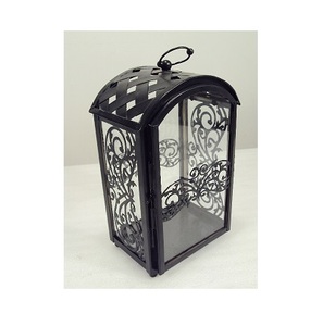 Metal & Glass Hanging Lantern Black Color <b>Candle</b> Decoration - Product Image 2