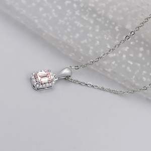 IGI Certified White Gold Women's Classic <b>Emerald</b> Cut Halo Diamond Engagement <b>Pendant</b> Luxury Jewelry Charms Product - Product Image 4