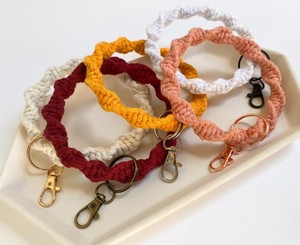 Colorful Macrame Bangle <b>Key</b> <b>Ring</b> Wristlet / Macrame Keychain <b>Ring</b> - Product Image 1