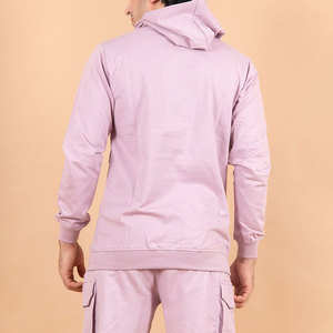 <b>Men's</b> Hooded Sweatshirt <b>Shorts</b> Set Solid Color Cotton Casual Wear Spring Season Full Sleeve Regular Fit With Multi Pockets - Product Image 2