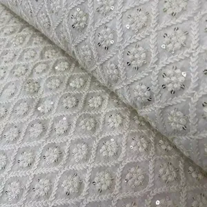 tecido de desenho de tecido de sequência bordada pano extravagante