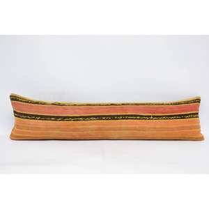 Almohada estampada de Kantha de lana multicolor 12x48 pulgadas Diseño vintage tejido a mano - Product Image 1