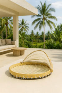 Nouveau dôme alimentaire en osier rotin et incrustation de nacre couverture alimentaire avec plateau de service fait main en maille avec couvercle pour décor de Table à manger - Product Image 3