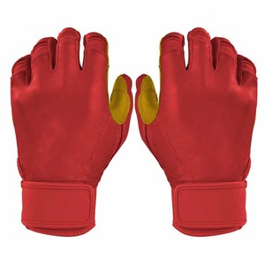 Gants de frappe de baseball en cuir véritable à manchette courte personnalisés confortables et durables à vendre à bas prix - Product Image 1