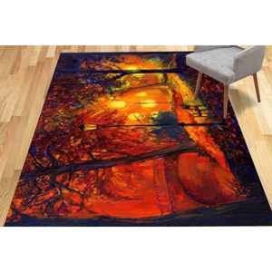 Tapis à motif de paysage d'automne : Décoration antidérapante pour salon, tapis en chenille - Product Image 5
