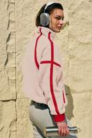 Sweat-shirt d'hiver pour femme à capuche, demi-zip, en polaire sherpa, doux, oversize, avec poches, logo avant en relief personnalisable