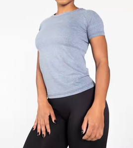 Camiseta Deportiva Personalizada al por Mayor para Mujer, Lisa, de Manga Corta, para Impresión por Serigrafía, Bordado de Logotipo, Camisetas Deportivas para Gimnasio - Product Image 5