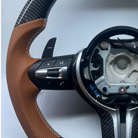 Volant en cuir brun à fond plat personnalisé en usine avec fibre de carbone pour BMW F10 F15 F20 F35 F18 F01 E90 E70 X5 X6 F30