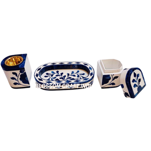 Ensemble de brûleurs Bakhoor en résine fabriqués à la main avec plateau et boîte en incrustation d'os et de nacre Idéal pour l'Aïd Religieux et le Bureau - Product Image 1