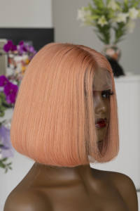 Pelucas de cabello humano con reflejos de colores baratos, peluca con malla frontal recta rubia miel para mujeres negras, pelucas frontales de encaje HD transparentes - Product Image 2