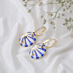 ต่างหูรูปไข่เคลือบสีฟ้าเครื่องประดับตุรกีขายส่งเครื่องประดับเงิน925 - Product Image 2