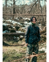 Parka d'hiver noir vintage en toile enduite légère pour moto, style décontracté, ceinturée, pour la chasse, inspirée des motards britanniques