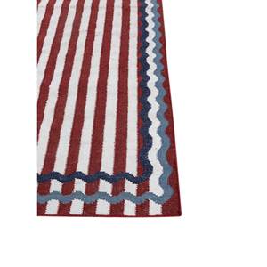 Alfombra Kilim de Lana Tejida Plana Alhambra Ivory, Hecha a Mano, Rectangular a Rayas para Sala de Estar o Dormitorio, Modelo ADWP-13064 - Product Image 4