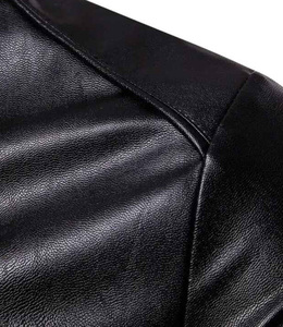 Veste d'hiver en cuir ciré ton pour hommes coupe-vent et léger col montant tenue décontractée avec veste en toile pour hommes - Product Image 5