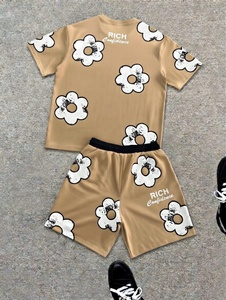 Summer Unisex 2 Piece Tracksuit Short <b>Set</b> Sweatsuit Customized Printed Short Sleeve Shorts T Shirt <b>Set</b> for Men - Product Image 3