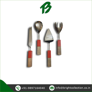 Juego de cubiertos Cuchara para servir con mango de madera de calidad superlativa y juego para servir pasteles disponible para compradores a granel - Product Image 3