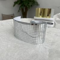 Populaire argent luxe brillant carré verre miroirs mosaïque carreaux autocollants pour artisanat bricolage décoration intérieure Disco boules carreaux