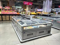 Compresseur de congélateur à îlot transparent de style chinois commercial pour réfrigérateur d'aliments surgelés de refroidissement de supermarché