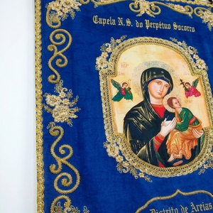 Hand Embroidered Church <b>Banner</b> Our Lady of Perpetual Help Christian Religious Processional Standard Gold Bullion Velvet Gonfalon - Product Image 4
