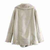 Veste bomber courte pour femme, printemps, fermeture éclair, écologique, 100% polyester, décoration en fausse fourrure tissée