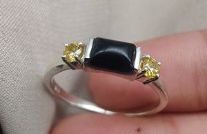 แหวนเงินแท้ 925 ประดับพลอยแบล็คออนิกซ์และซิทริน พร้อมตัวเลือกชุบทอง งานแฮนด์เมด เครื่องประดับพลอย ขายส่ง รับสั่งทำ - Product Image 5