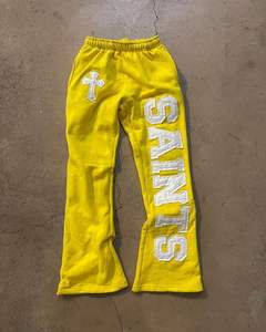 ชุดสเวตเตอร์ปักลายแนวสตรีทเฮฟวี่เวทของผู้ผลิต OEM ชุดเสื้อสเวตเตอร์มีฮู้ดสองชิ้นกางเกงขาบาน - Product Image 6