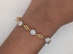 2.45 Ct Lab Grown Diamond Cluster Tennis <b>Bracelet</b>, Vintage Style Diamond <b>Bracelet</b>, <b>Solid</b> 14k White/Yellow/Rose Gold Jewelry Gift - Product Image 3